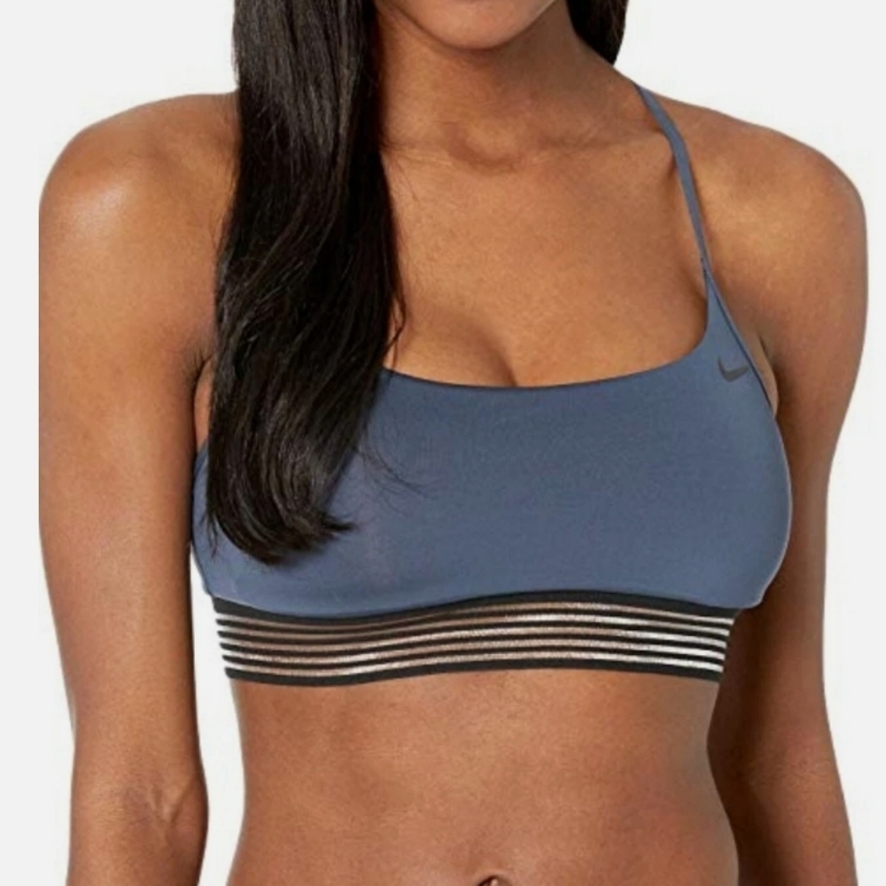 Nike Slate Blue Strappy Sports Bra with Elastic Band
